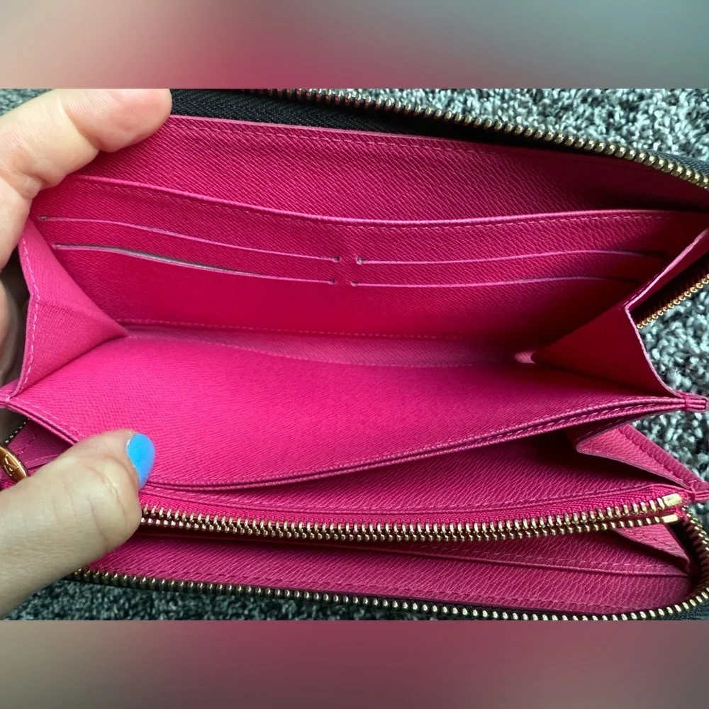 Louis Vuitton black/pink Murakami zip around wallet with COA and dust bag